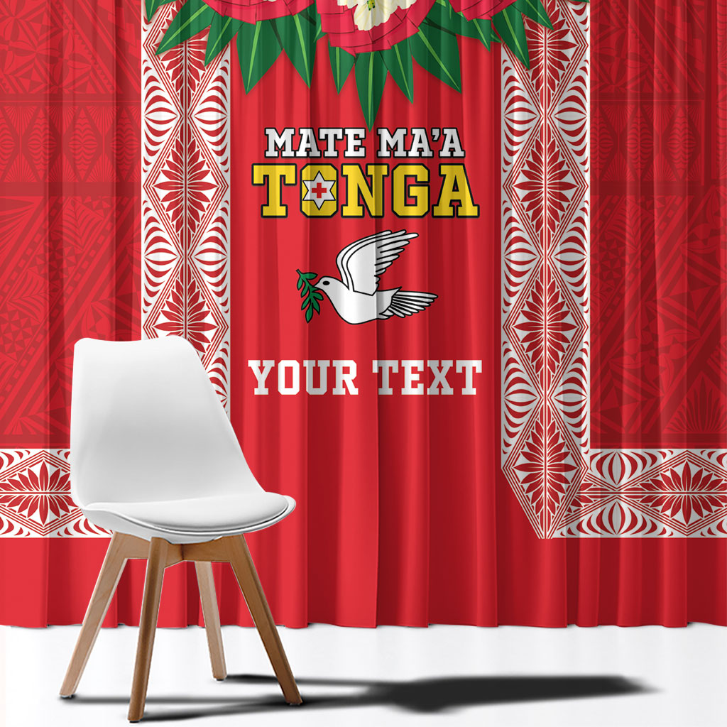 Mate Ma'a Tonga Rugby Custom Window Curtain Tongan Kahoa Lei Ngatu Pattern Red LT14 - Polynesian Pride