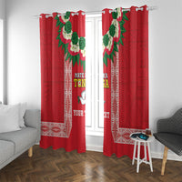 Mate Ma'a Tonga Rugby Custom Window Curtain Tongan Kahoa Lei Ngatu Pattern Red LT14 With Grommets Red - Polynesian Pride