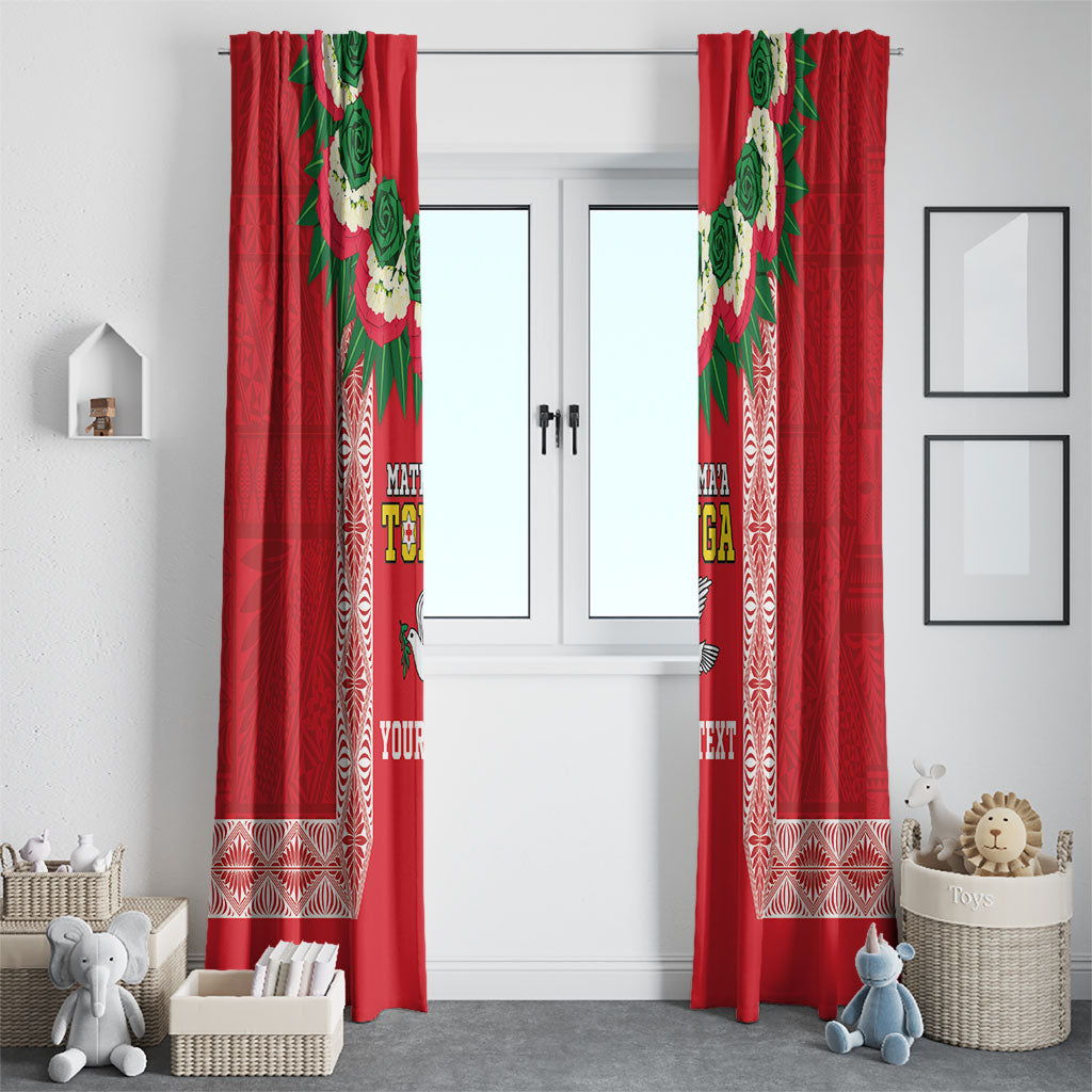 Mate Ma'a Tonga Rugby Custom Window Curtain Tongan Kahoa Lei Ngatu Pattern Red LT14 - Polynesian Pride