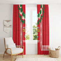 Mate Ma'a Tonga Rugby Custom Window Curtain Tongan Kahoa Lei Ngatu Pattern Red LT14 - Polynesian Pride
