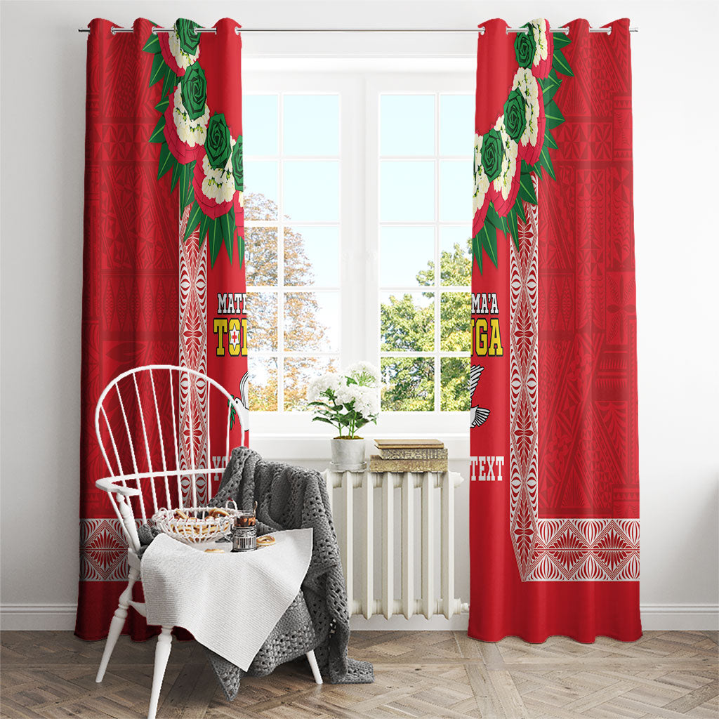 Mate Ma'a Tonga Rugby Custom Window Curtain Tongan Kahoa Lei Ngatu Pattern Red LT14 - Polynesian Pride