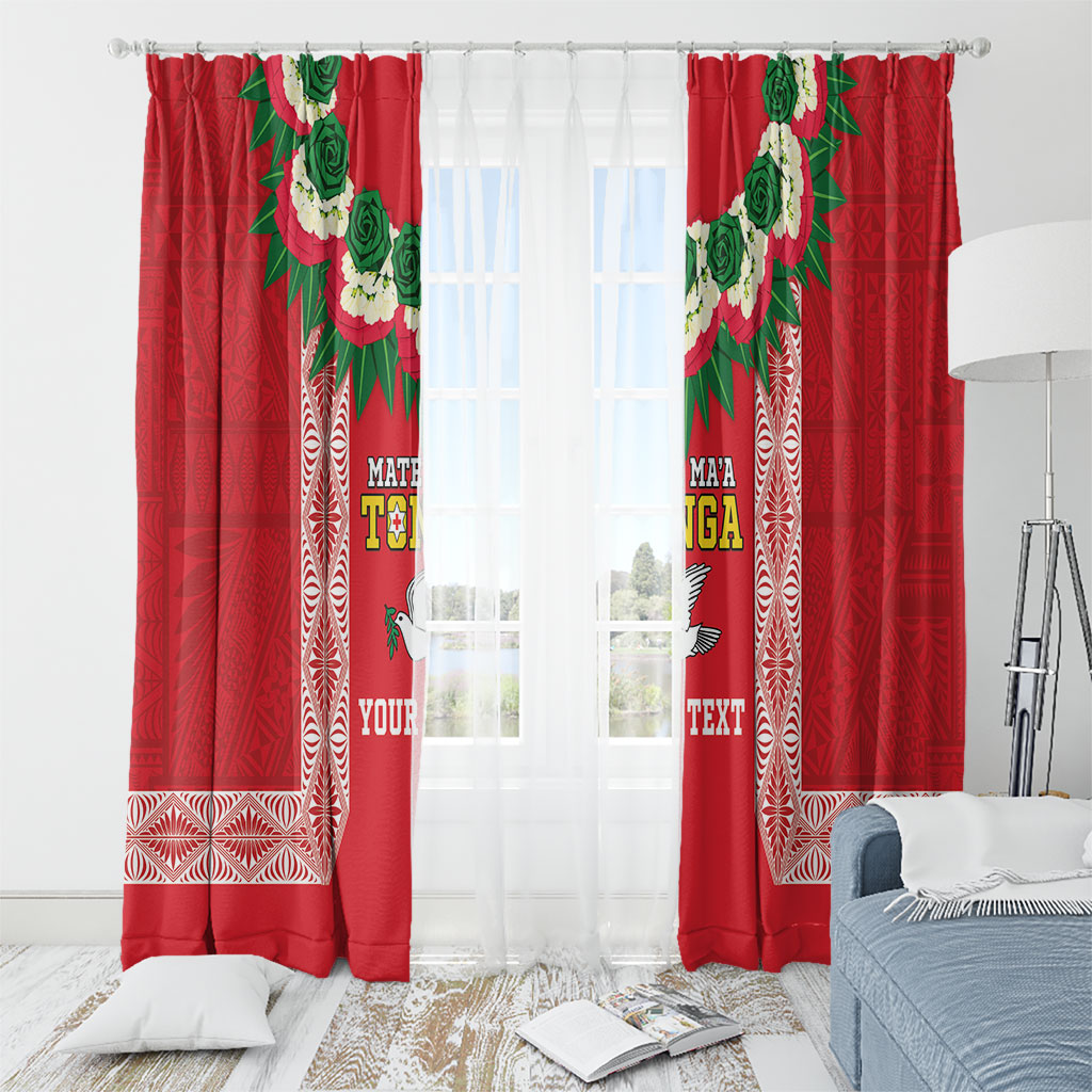 Mate Ma'a Tonga Rugby Custom Window Curtain Tongan Kahoa Lei Ngatu Pattern Red LT14 - Polynesian Pride