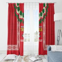 Mate Ma'a Tonga Rugby Custom Window Curtain Tongan Kahoa Lei Ngatu Pattern Red LT14 - Polynesian Pride