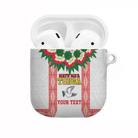 Mate Ma'a Tonga Rugby Custom AirPods Case Tongan Kahoa Lei Ngatu Pattern White LT14 White - Polynesian Pride