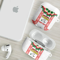 Mate Ma'a Tonga Rugby Custom AirPods Case Tongan Kahoa Lei Ngatu Pattern White LT14 - Polynesian Pride