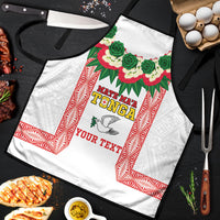 Mate Ma'a Tonga Rugby Custom Apron Tongan Kahoa Lei Ngatu Pattern White LT14 White - Polynesian Pride