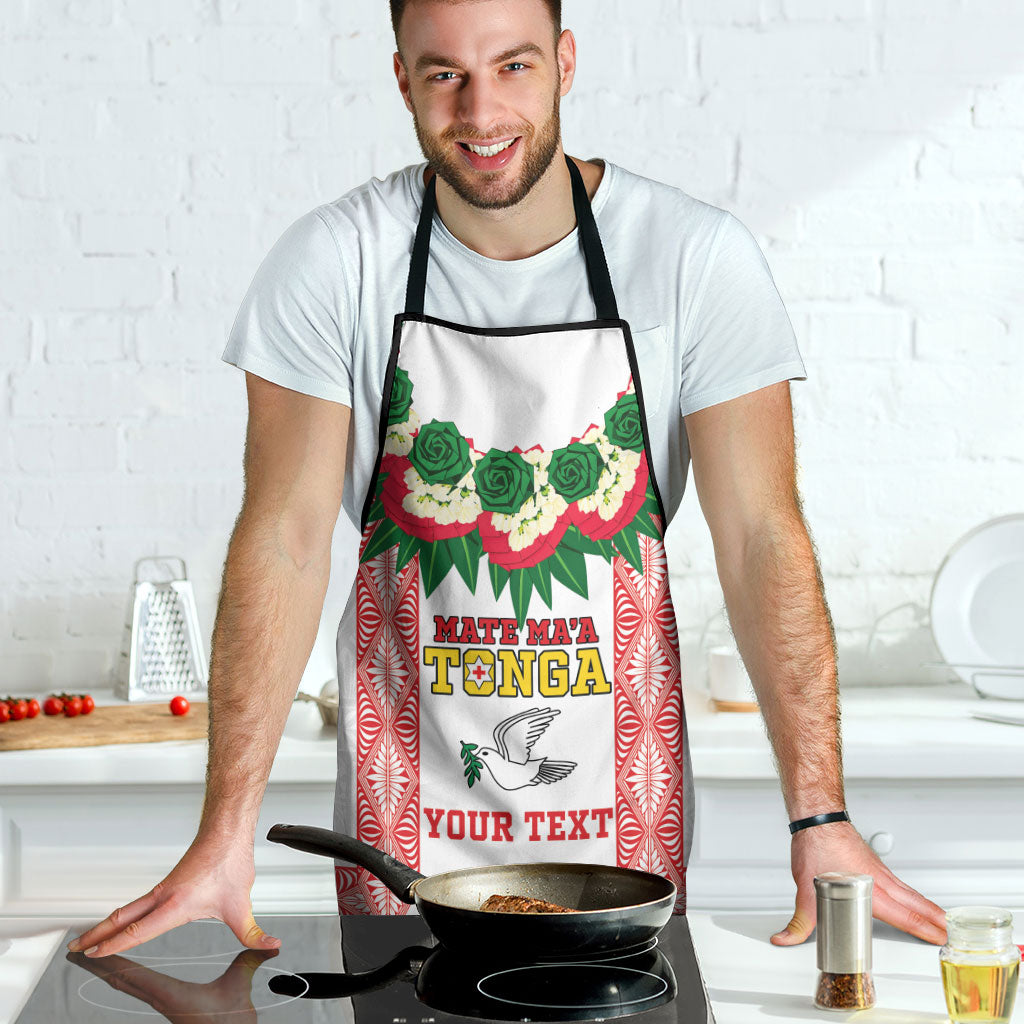 Mate Ma'a Tonga Rugby Custom Apron Tongan Kahoa Lei Ngatu Pattern White LT14 - Polynesian Pride
