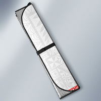Mate Ma'a Tonga Rugby Custom Auto Sun Shade Tongan Kahoa Lei Ngatu Pattern White LT14 - Polynesian Pride