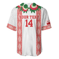 Mate Ma'a Tonga Rugby Custom Baseball Jersey Tongan Kahoa Lei Ngatu Pattern White LT14 - Polynesian Pride