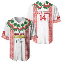 Mate Ma'a Tonga Rugby Custom Baseball Jersey Tongan Kahoa Lei Ngatu Pattern White LT14 - Polynesian Pride