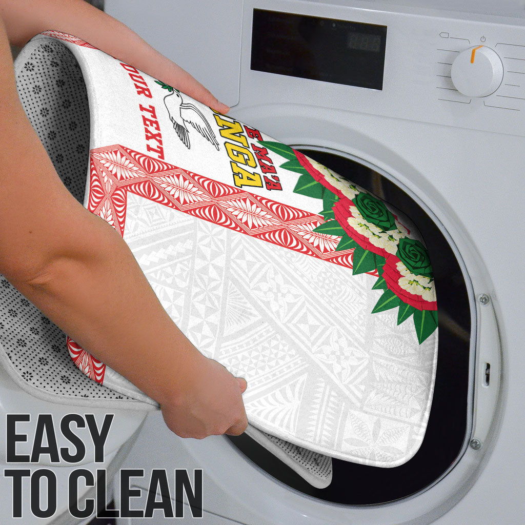 Mate Ma'a Tonga Rugby Custom Bathroom Set Tongan Kahoa Lei Ngatu Pattern White LT14 - Polynesian Pride