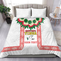 Mate Ma'a Tonga Rugby Custom Bedding Set Tongan Kahoa Lei Ngatu Pattern White LT14 - Polynesian Pride