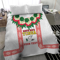 Mate Ma'a Tonga Rugby Custom Bedding Set Tongan Kahoa Lei Ngatu Pattern White LT14 - Polynesian Pride