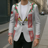 Mate Ma'a Tonga Rugby Custom Blazer Tongan Kahoa Lei Ngatu Pattern White LT14 - Polynesian Pride
