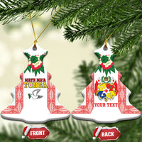 Mate Ma'a Tonga Rugby Personalised Ceramic Ornament Tongan Kahoa Lei Ngatu Pattern White LT14 Christmas Tree White - Polynesian Pride
