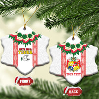 Mate Ma'a Tonga Rugby Personalised Ceramic Ornament Tongan Kahoa Lei Ngatu Pattern White LT14 Snow Flake White - Polynesian Pride