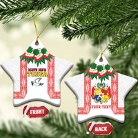 Mate Ma'a Tonga Rugby Personalised Ceramic Ornament Tongan Kahoa Lei Ngatu Pattern White LT14 Star White - Polynesian Pride