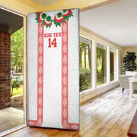 Mate Ma'a Tonga Rugby Custom Door Cover Tongan Kahoa Lei Ngatu Pattern White LT14 - Polynesian Pride
