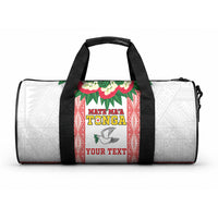 Mate Ma'a Tonga Rugby Custom Duffle Bag Tongan Kahoa Lei Ngatu Pattern White LT14 One size White - Polynesian Pride
