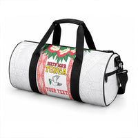 Mate Ma'a Tonga Rugby Custom Duffle Bag Tongan Kahoa Lei Ngatu Pattern White LT14 - Polynesian Pride