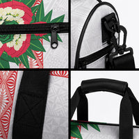 Mate Ma'a Tonga Rugby Custom Duffle Bag Tongan Kahoa Lei Ngatu Pattern White LT14 - Polynesian Pride