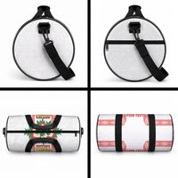 Mate Ma'a Tonga Rugby Custom Duffle Bag Tongan Kahoa Lei Ngatu Pattern White LT14 - Polynesian Pride