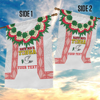 Mate Ma'a Tonga Rugby Custom Garden Flag Tongan Kahoa Lei Ngatu Pattern White LT14 - Polynesian Pride