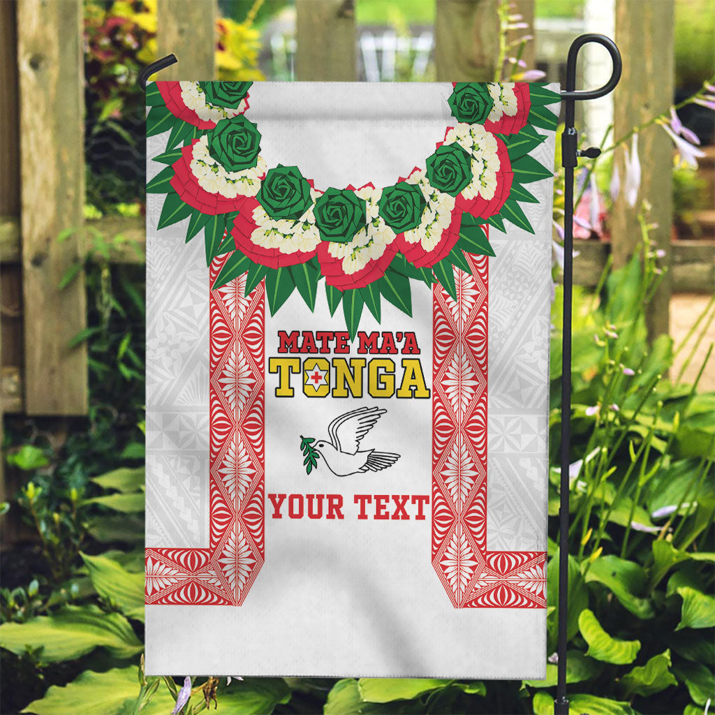 Mate Ma'a Tonga Rugby Custom Garden Flag Tongan Kahoa Lei Ngatu Pattern White LT14 Garden Flag White - Polynesian Pride