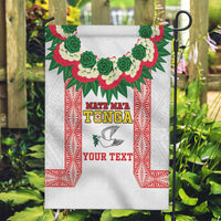 Mate Ma'a Tonga Rugby Custom Garden Flag Tongan Kahoa Lei Ngatu Pattern White LT14 Garden Flag White - Polynesian Pride