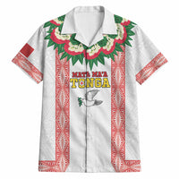 Mate Ma'a Tonga Rugby Custom Hawaiian Shirt Tongan Kahoa Lei Ngatu Pattern White LT14 White - Polynesian Pride