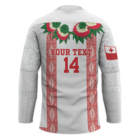 Mate Ma'a Tonga Rugby Custom Hockey Jersey Tongan Kahoa Lei Ngatu Pattern White LT14 - Polynesian Pride