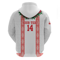 Mate Ma'a Tonga Rugby Custom Hoodie Tongan Kahoa Lei Ngatu Pattern White LT14 - Polynesian Pride