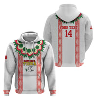 Mate Ma'a Tonga Rugby Custom Hoodie Tongan Kahoa Lei Ngatu Pattern White LT14 - Polynesian Pride
