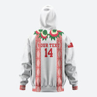 Mate Ma'a Tonga Rugby Custom Hoodie Tongan Kahoa Lei Ngatu Pattern White LT14 - Polynesian Pride