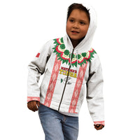 Mate Ma'a Tonga Rugby Custom Kid Hoodie Tongan Kahoa Lei Ngatu Pattern White LT14 - Polynesian Pride