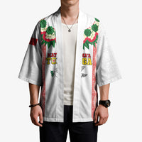 Mate Ma'a Tonga Rugby Custom Kimono Tongan Kahoa Lei Ngatu Pattern White LT14 - Polynesian Pride