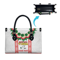 Mate Ma'a Tonga Rugby Custom Leather Bag Tongan Kahoa Lei Ngatu Pattern White LT14 - Polynesian Pride