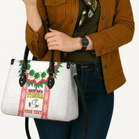 Mate Ma'a Tonga Rugby Custom Leather Bag Tongan Kahoa Lei Ngatu Pattern White LT14 - Polynesian Pride