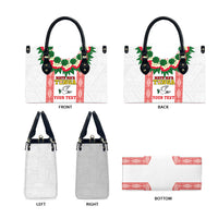Mate Ma'a Tonga Rugby Custom Leather Bag Tongan Kahoa Lei Ngatu Pattern White LT14 - Polynesian Pride