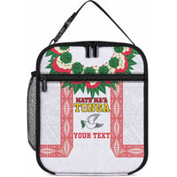 Mate Ma'a Tonga Rugby Custom Lunch Bag Tongan Kahoa Lei Ngatu Pattern White LT14 10.2 × 8.3 × 4.3 inch White - Polynesian Pride
