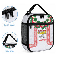 Mate Ma'a Tonga Rugby Custom Lunch Bag Tongan Kahoa Lei Ngatu Pattern White LT14 - Polynesian Pride