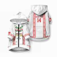 Mate Ma'a Tonga Rugby Custom Pet Hoodie Tongan Kahoa Lei Ngatu Pattern White LT14 Zip-up White - Polynesian Pride
