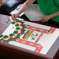 Mate Ma'a Tonga Rugby Custom Puzzle Tongan Kahoa Lei Ngatu Pattern White LT14 - Polynesian Pride