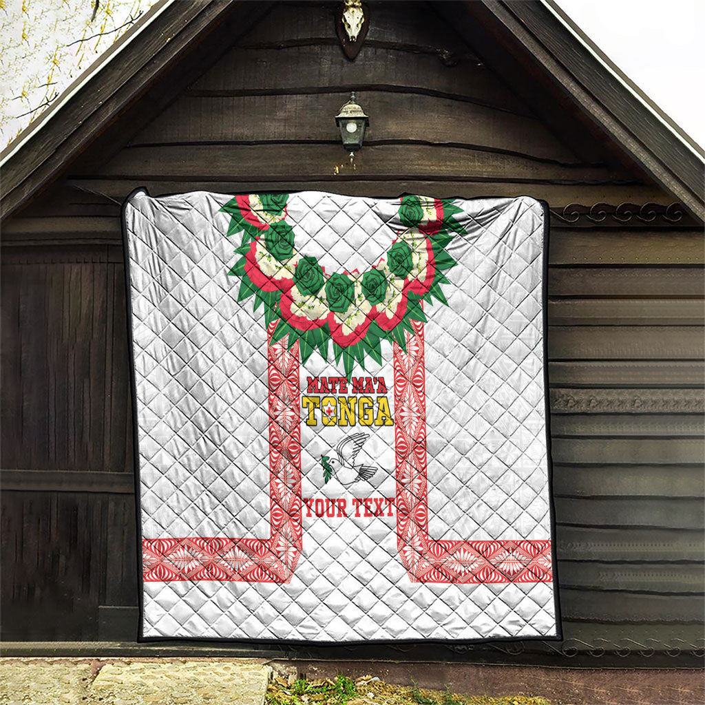 Mate Ma'a Tonga Rugby Custom Quilt Tongan Kahoa Lei Ngatu Pattern White LT14 - Polynesian Pride