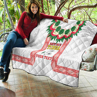 Mate Ma'a Tonga Rugby Custom Quilt Tongan Kahoa Lei Ngatu Pattern White LT14 - Polynesian Pride