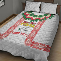 Mate Ma'a Tonga Rugby Custom Quilt Bed Set Tongan Kahoa Lei Ngatu Pattern White LT14 - Polynesian Pride