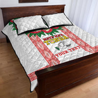 Mate Ma'a Tonga Rugby Custom Quilt Bed Set Tongan Kahoa Lei Ngatu Pattern White LT14 - Polynesian Pride
