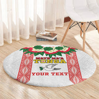 Mate Ma'a Tonga Rugby Custom Round Carpet Tongan Kahoa Lei Ngatu Pattern White LT14 - Polynesian Pride