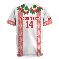 Mate Ma'a Tonga Rugby Custom Rugby Jersey Tongan Kahoa Lei Ngatu Pattern White LT14 - Polynesian Pride