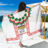 Mate Ma'a Tonga Rugby Custom Sarong Tongan Kahoa Lei Ngatu Pattern White LT14 One Size 44 x 66 inches White - Polynesian Pride